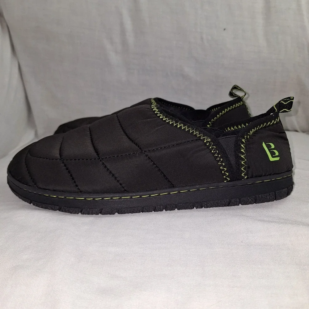 LongBay Black Size 9 Quilted Puffer Slip On Indoor Outdoor Slippers Mens Slip on